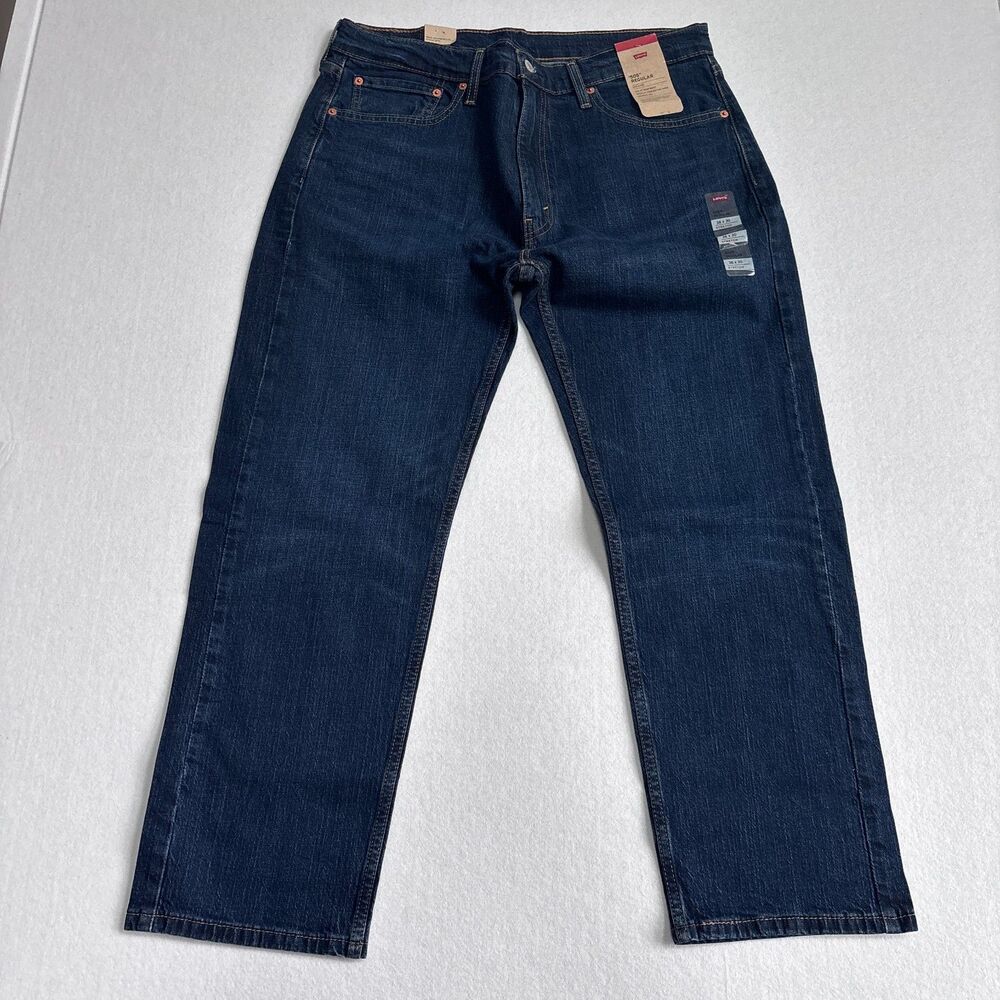 Levi's 505 Regular Eco Ease Straight Leg Jeans Mens 36x30 Dark Wash NWT 2195 - Picture 1 of 7